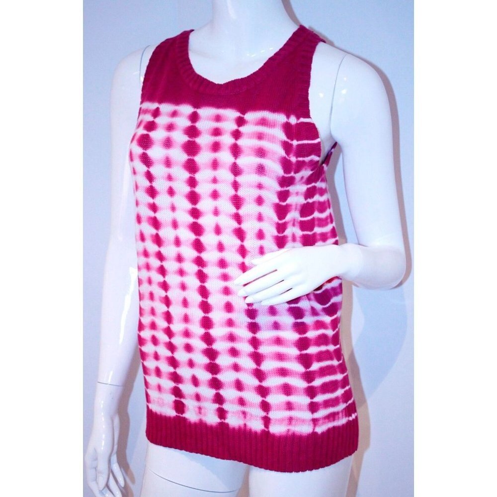 WD-NY Knit Tank Tie Dye Cotton FUSCHIA White ( M )